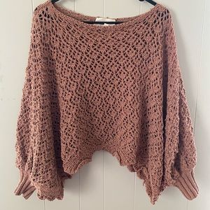 Jessica Simpson | Knitted Crop Sweater Poncho Open Knit